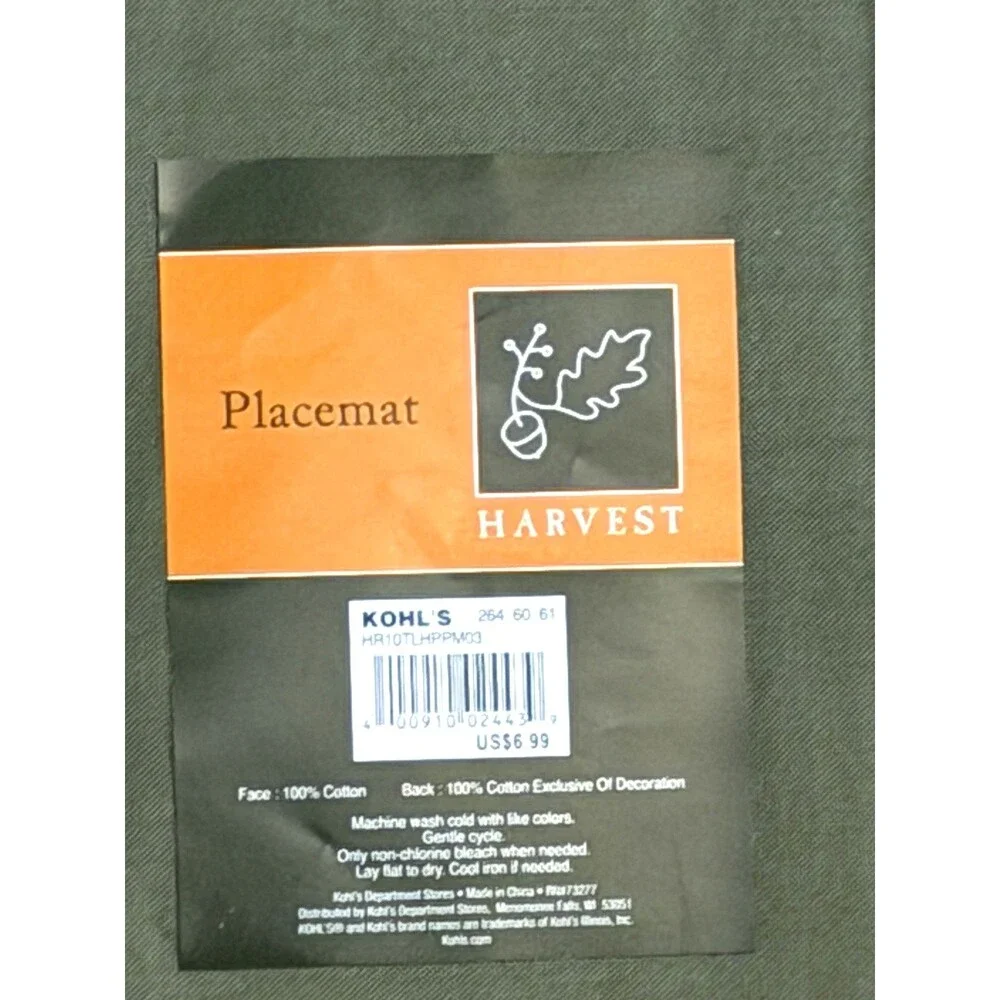 NEW Lot of 6 Happy Fall Harvest Quilted Placemats Pumpkins Acorns 12.5” x 18
